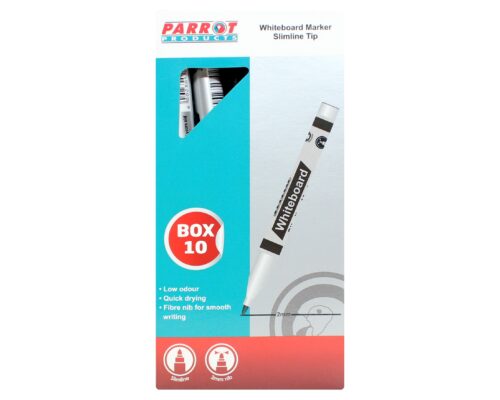Parrot Black Whiteboard Slimline Tip Markers 10 Pack