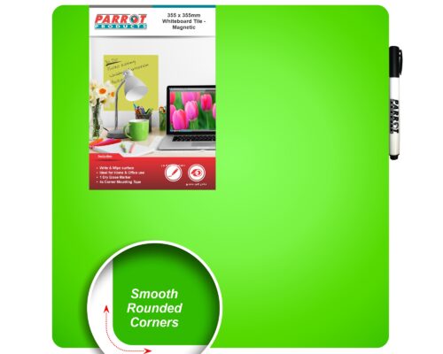 Parrot Magnetic Whiteboard Tile 355 x 355mm Green
