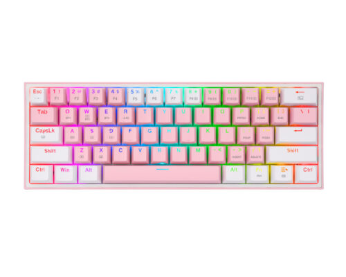 Redragon Fizz Pro RGB 61 Key Mechancal Wireless Gaming Keyboard – Pink/white