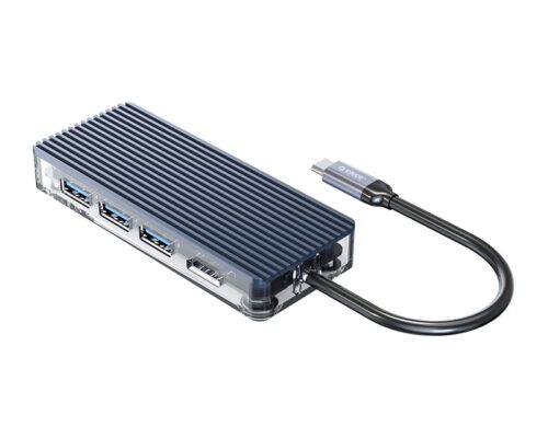 Orico 6 Port 3 X USB3.0|1 X HDMI|1 X Tf|1 X Sd Transparent Hub – Grey