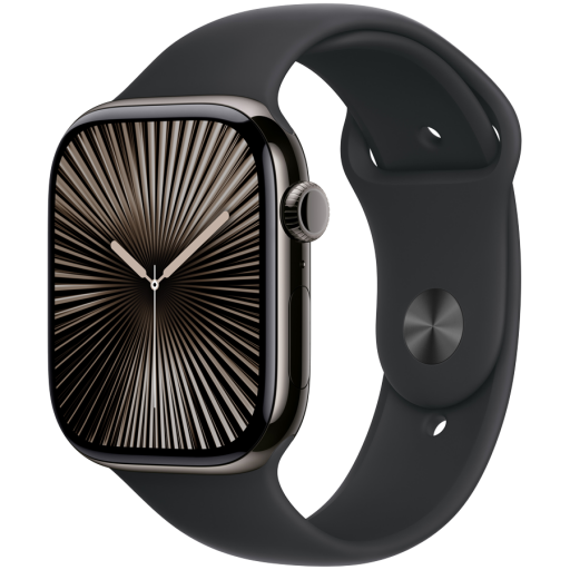 Apple Watch Series 10 42mm | GPS | Cellular | Slate Titanium Case | S/M Black Sport Band