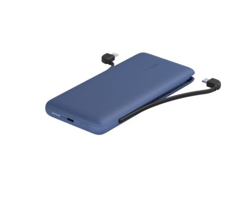 Belkin BoostCharge Plus 10K USB-C Power Bank with Integrated Cables Blue
