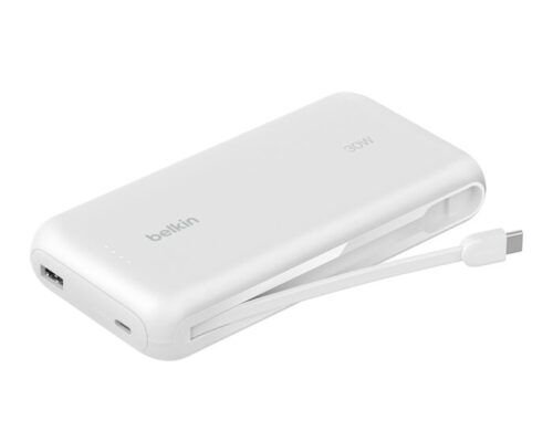 Belkin BoostCharge Power Bank 20K with Integrated Cable White