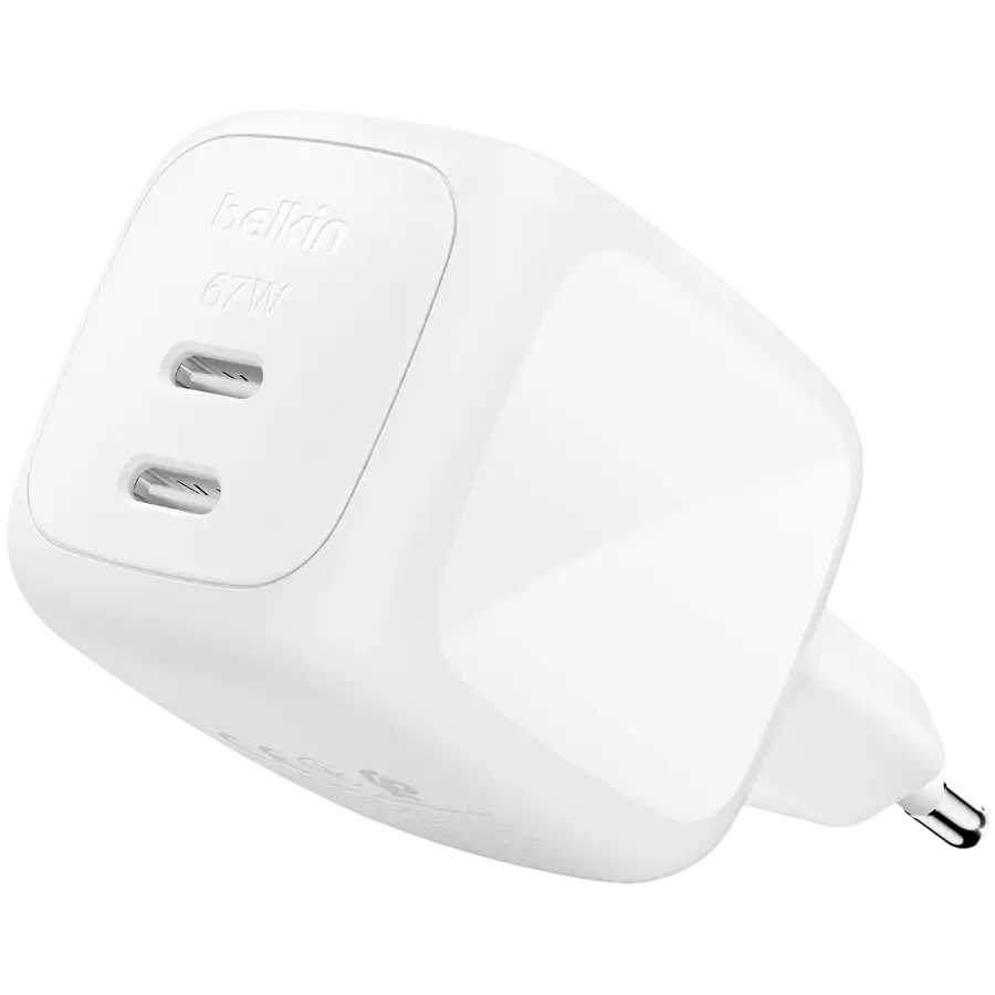 Belkin 67w 2-Port Type-C Wall Charger With PPS White