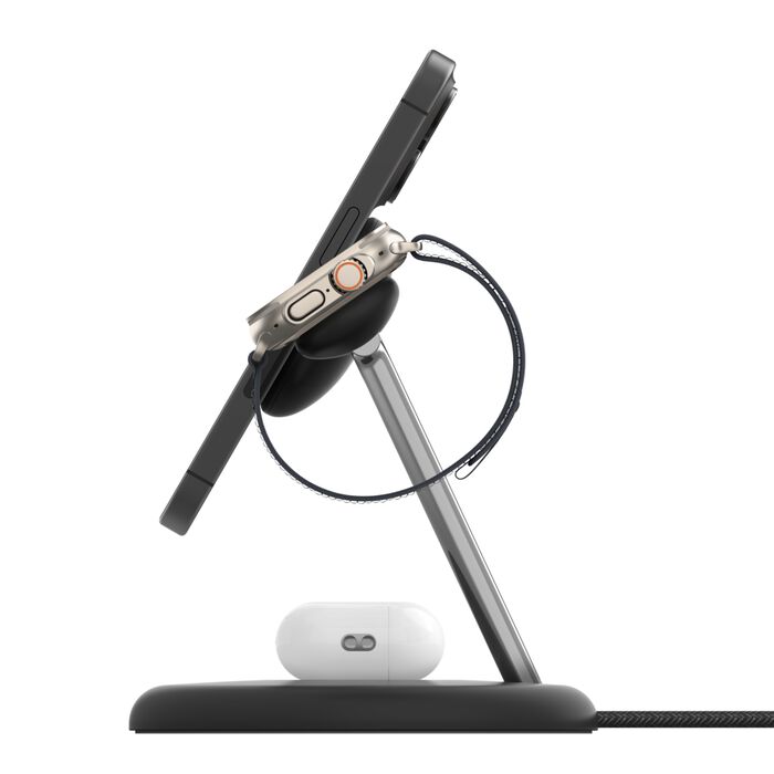 Belkin BoostCharge Pro 3-in-1 Magnetic Charging Stand with Qi2 Fast Wireless Charging White