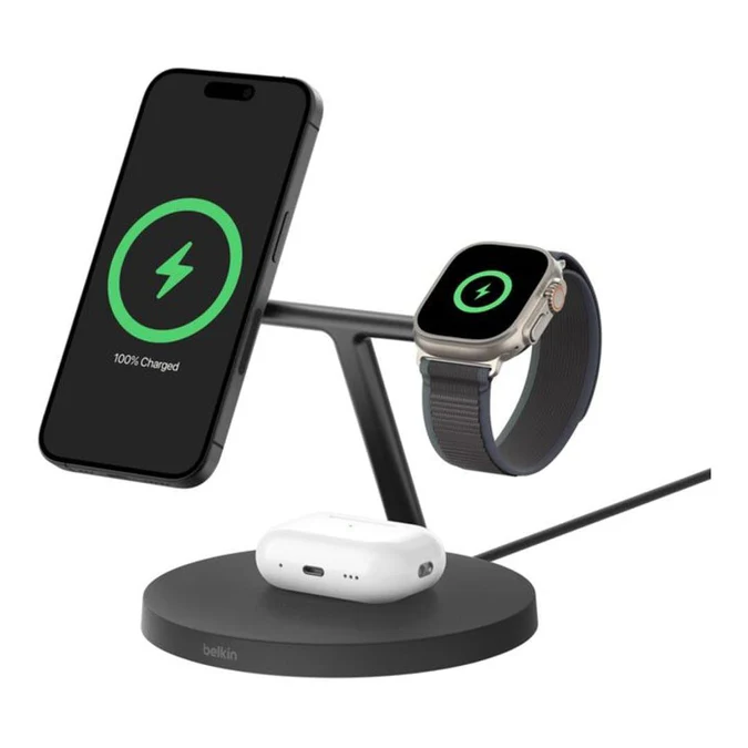 Belkin BoostCharge Pro 3-in-1 Qi2 Wireless Charger Black