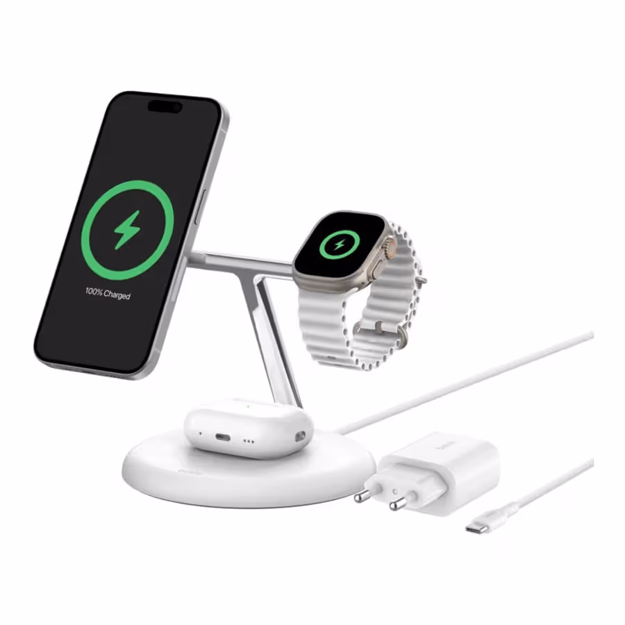 Belkin BoostCharge Pro 3-in-1 Qi2 Wireless Charger White
